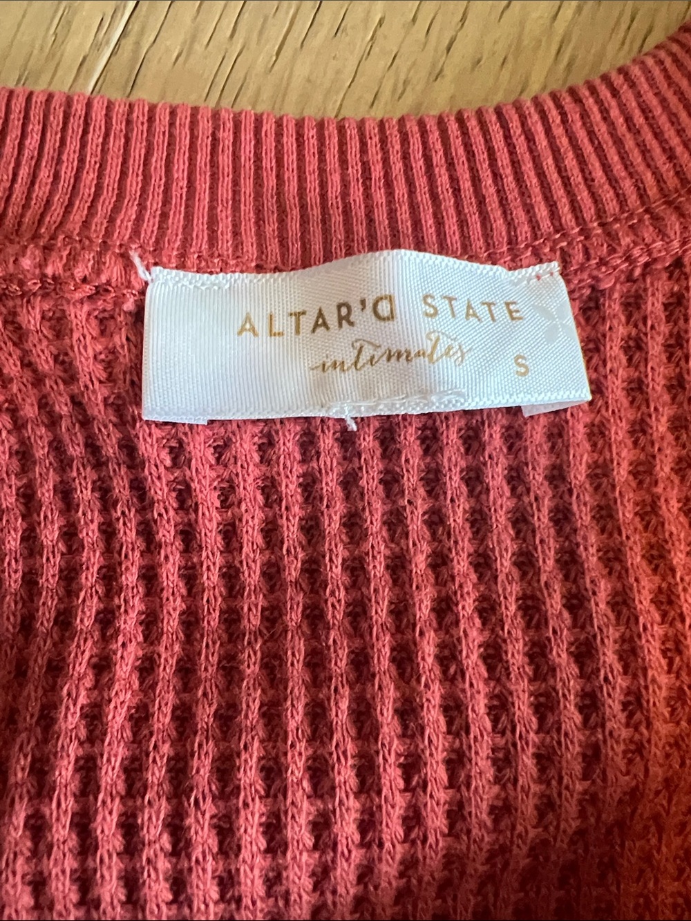 Altar'd State Raspberry Waffle Knit Cropped Sweatshirt and shorts set - Picture 3 of 4